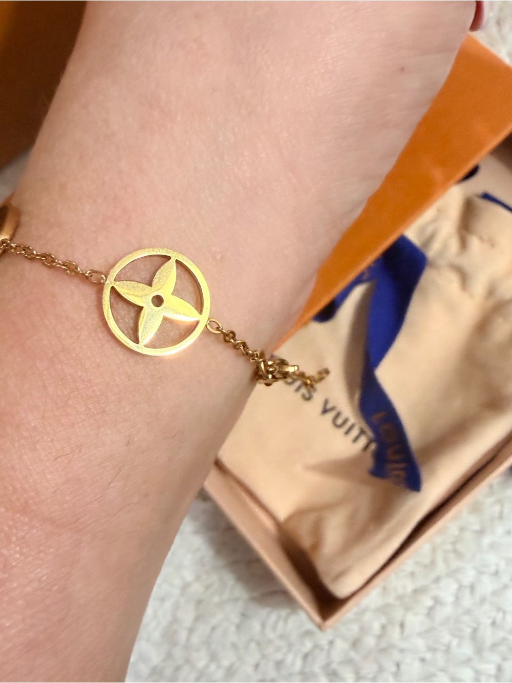 Gold and Black Enamel Monogram Stainless Steel Charm Adjustable Bracelet | NEW - Picture 8 of 10